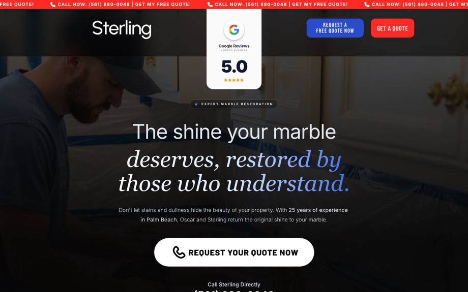 Sterling marble restoration service page